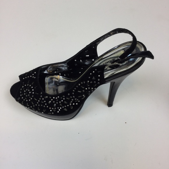 Italina Shoes - Italina 6.5 Black Silver Heel Platform Stiletto